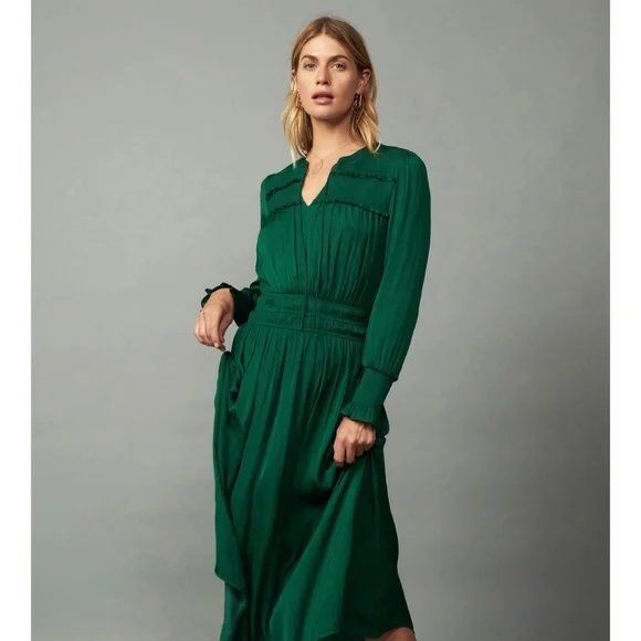green emerald velvet dress Current Air Green Textured Maxi Length Size X-Small Dress